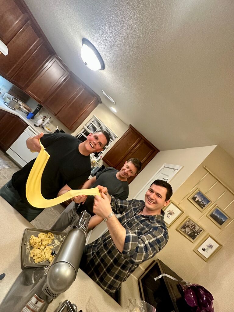 Making pasta for a friend's birthday.