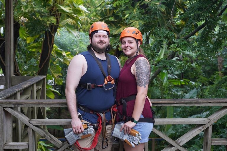 Ziplining in Honduras. 

We survived. I loved ziplining, and Jared loved the spicy chips they had at the snack bar. He also loved ziplining.