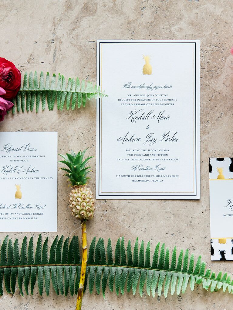 Beautiful pineapple invitation suite