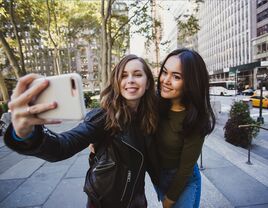 two women taking selfie in nyc