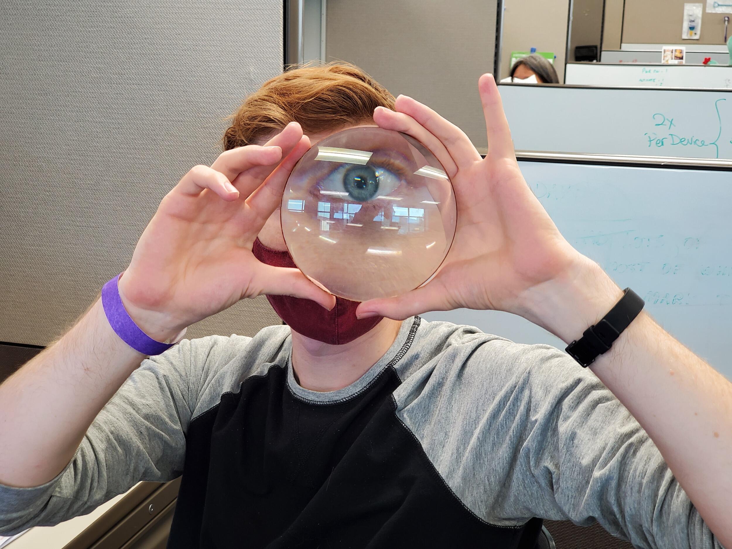 Coworker fun in the office.