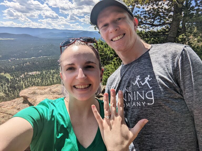 We got engaged while on a hike in Colorado!