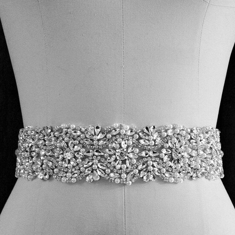 Rhinestone Diamante Wedding Sash Belt Crystal Costume Evening