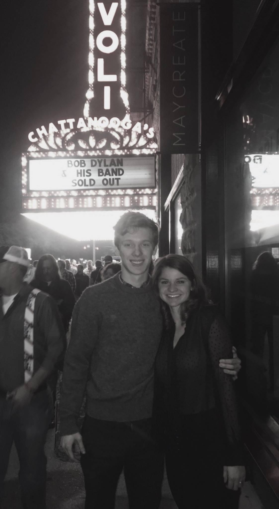 After a year of dating, we celebrated at a Bob Dylan concert! 