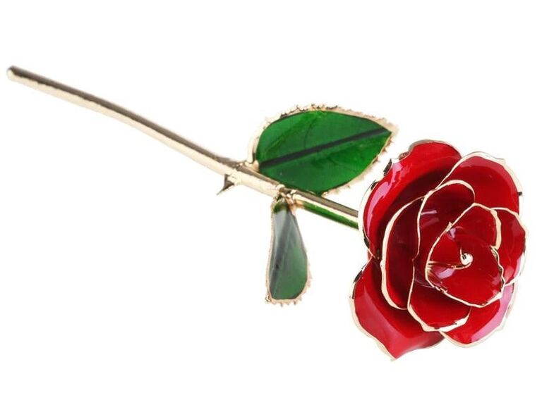 gold dipped red rose valentine's day gift