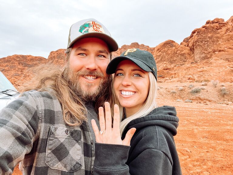 Mitchell proposed at the Logandale Trails during a Jeep ride. Darci was ecstatic and surprised.