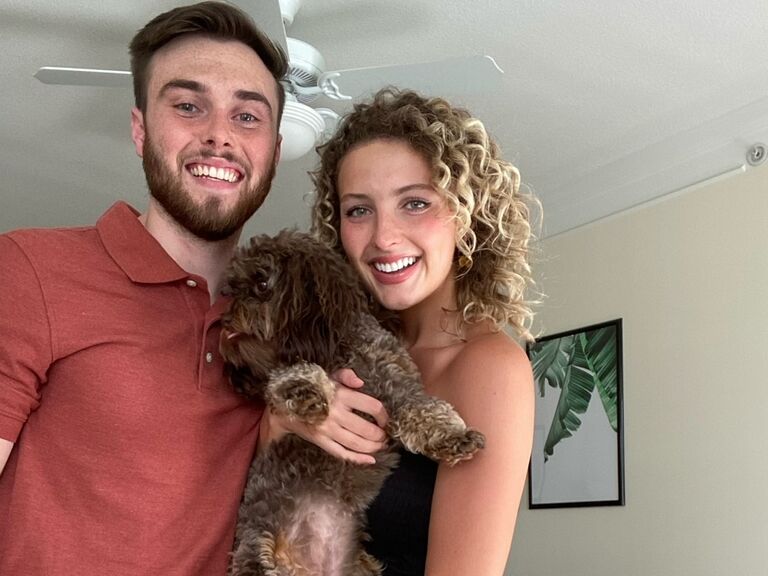 Nathan and Alexis moved into their first apartment with their dog-ter Lulu.