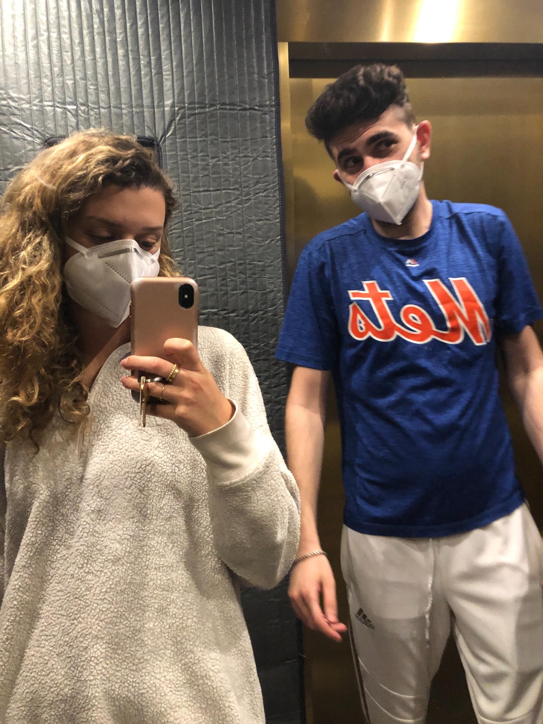 First glimpse of living together (during lockdown). This photo was taken after Ellie tried to give Andrew a faded haircut. 