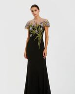Mac Duggal Gold Strapless Brocade Midi Dress with Pockets Mother Of The  Bride Dress | The Knot