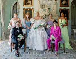 Bride and wedding party portrait photo