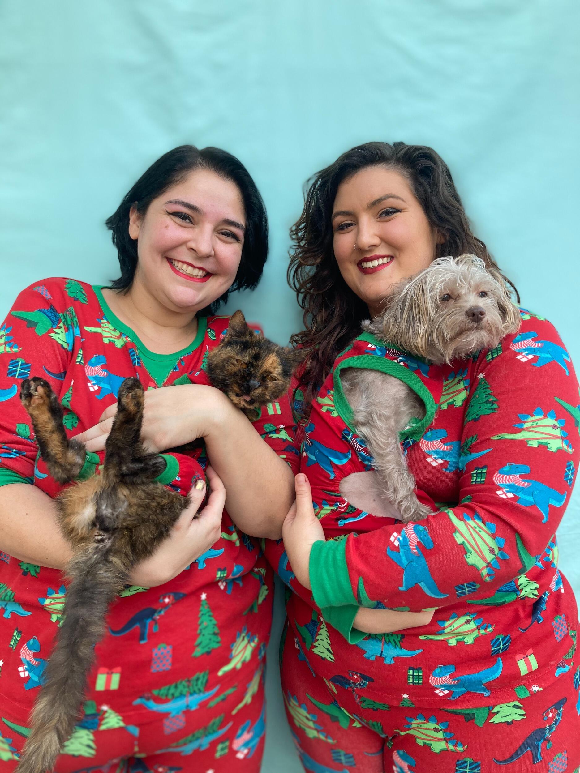 An outtake from their first holiday card together
