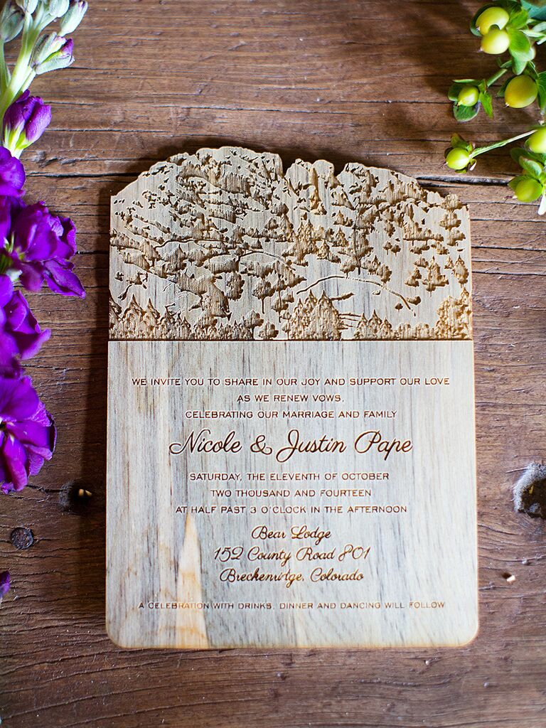 Wood wedding invitation idea