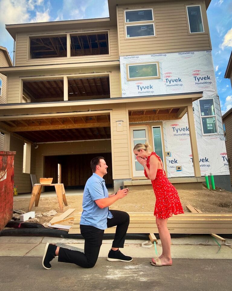 The biggest surprise - the day we got engaged in front of our new home!