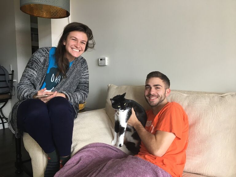 Garrison moved to Charlotte to be with Sam while he was finishing school. Garrison ended up living with Allison, his best friend from college and her cat, Luna. 