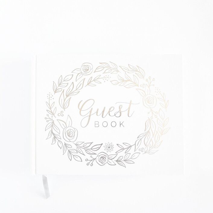 Silver Floral Guest Book from Minted