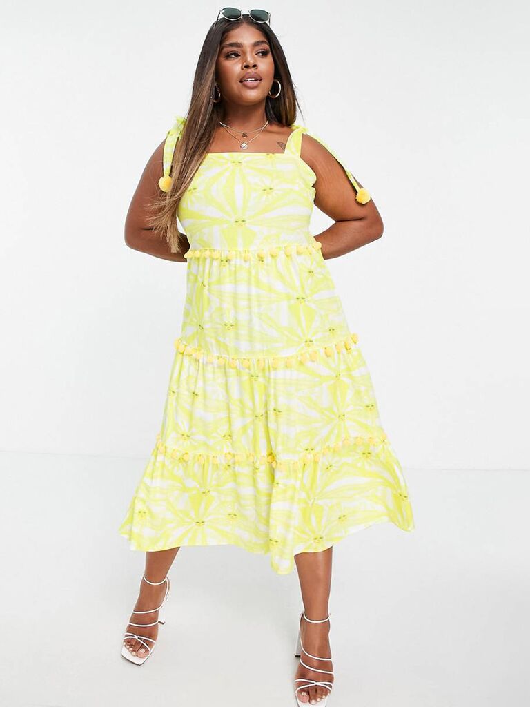 Pastel yellow plus size dress sale