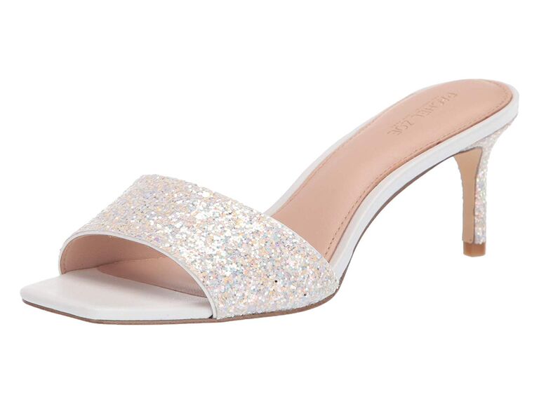 white sparkly flat sandals