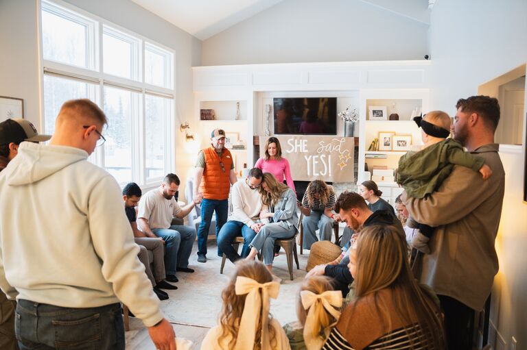 After Josh proposed, he planned a surprise engagement party back at Hannah's parent's house with close friends and family. It was a special time of celebrating what God was doing and praying over them! 