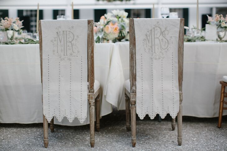 White And Gray Polka Dot Mr And Mrs Chair Decor