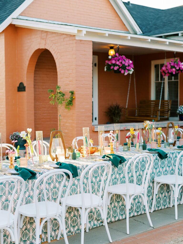 Candle and floral outdoor reception