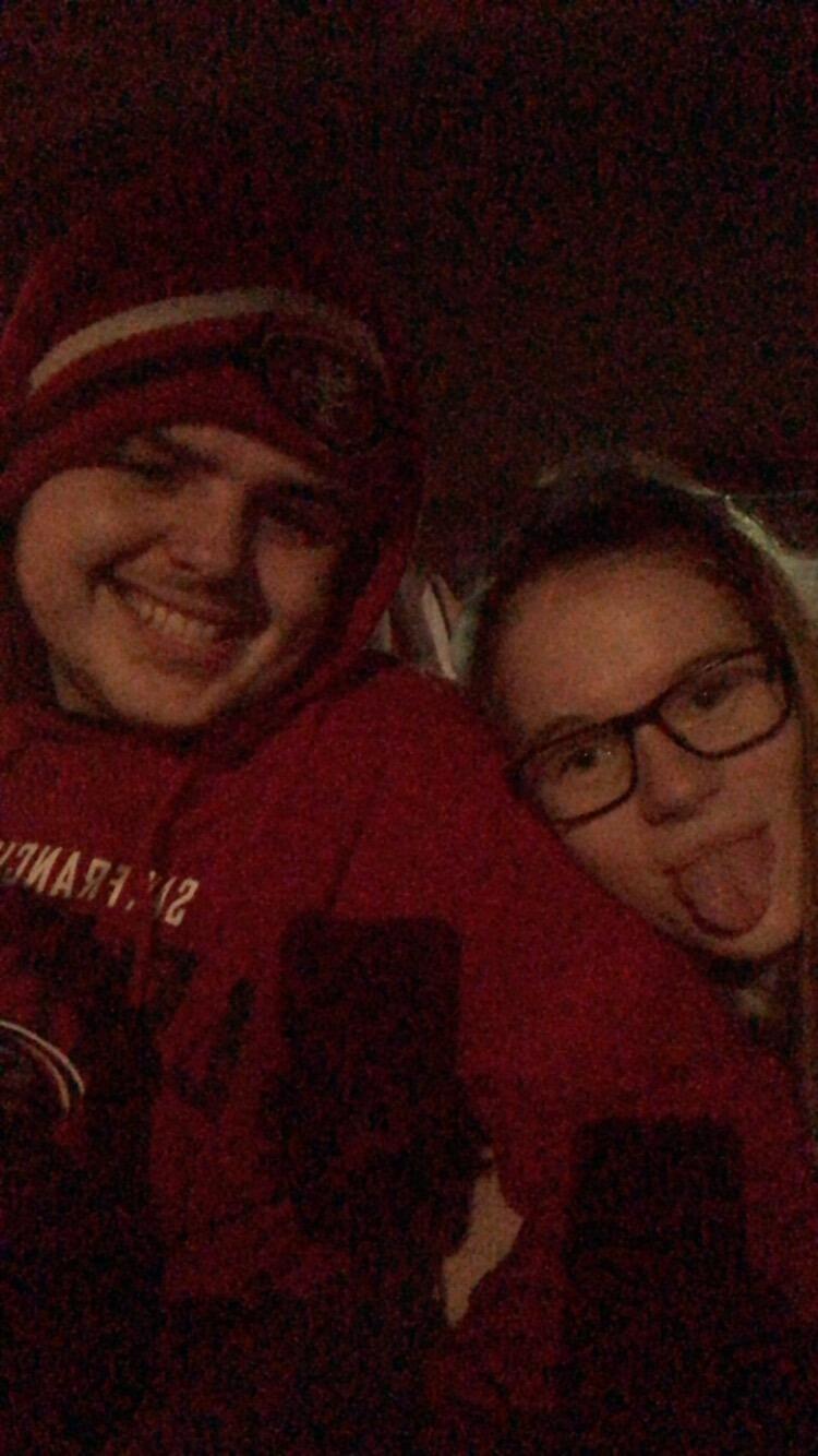 Chad attended every single basketball game at which Hannah cheered, even if the game was 40 minutes away! This picture was taken at Chic-Fil-A after a game.