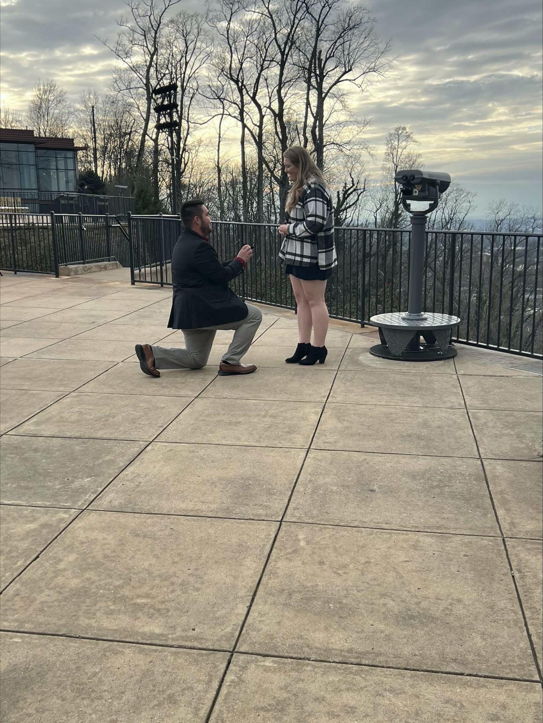 We got engaged! Joey proposed at The Vulcan, the same place we had our first date! 