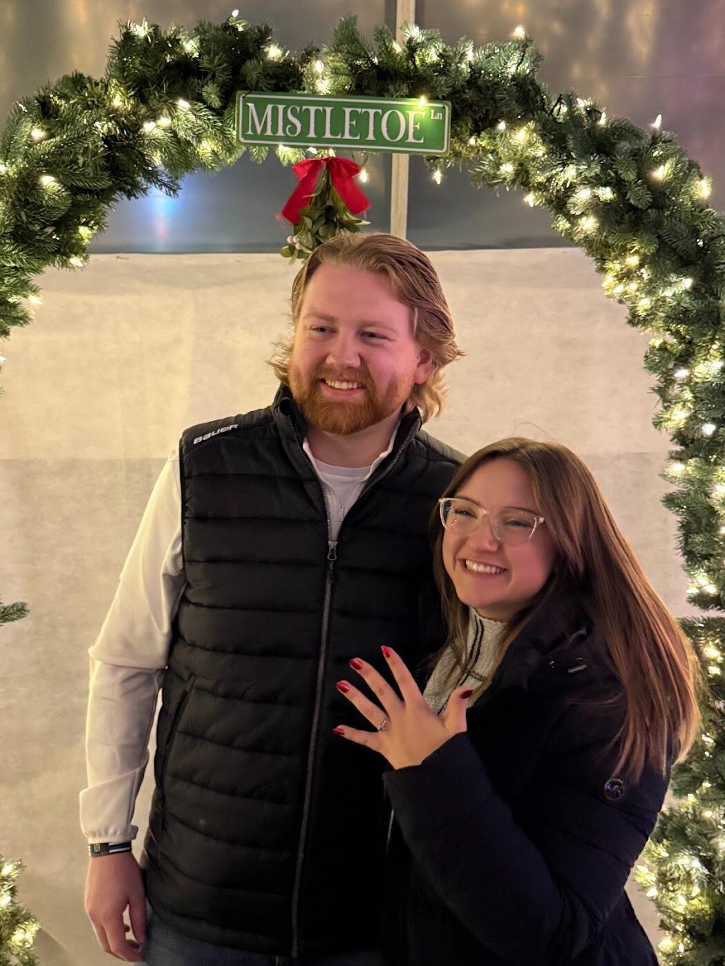 The engagement (under the mistletoe)!