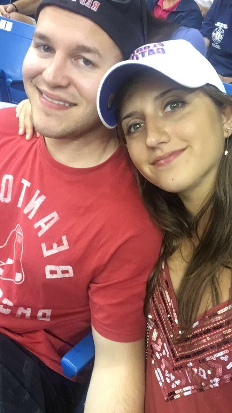 First picture together ever! Nick and Marisa were at a Red Sox v Rays game in Tampa with Nick's Mom, Dad, and Sister. That trip was the first time Marisa met Nick's family.