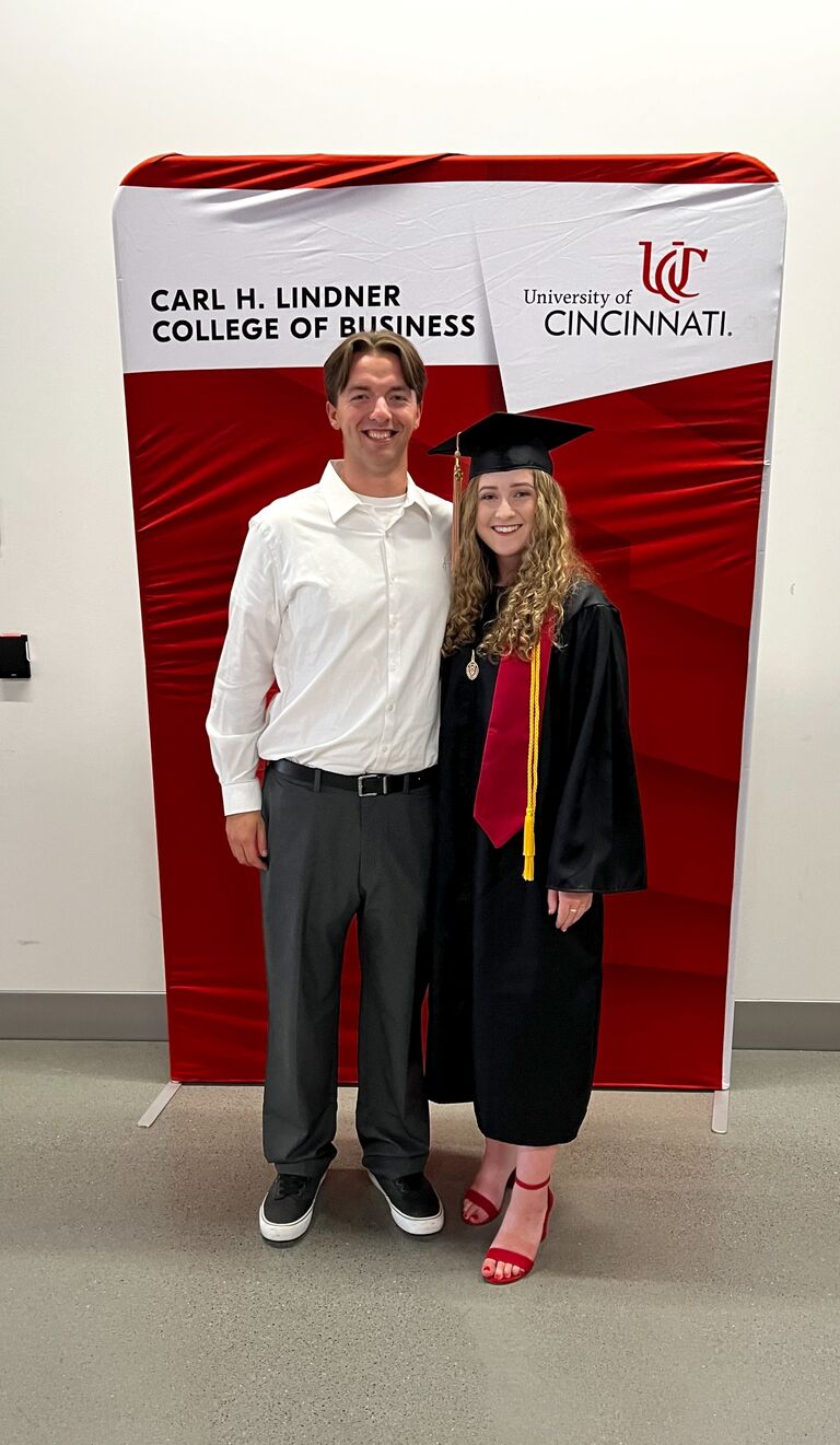 Caitlin went on to graduate from UC in August of 2022, as Nick was still living in Indianapolis and traveling with his race team.