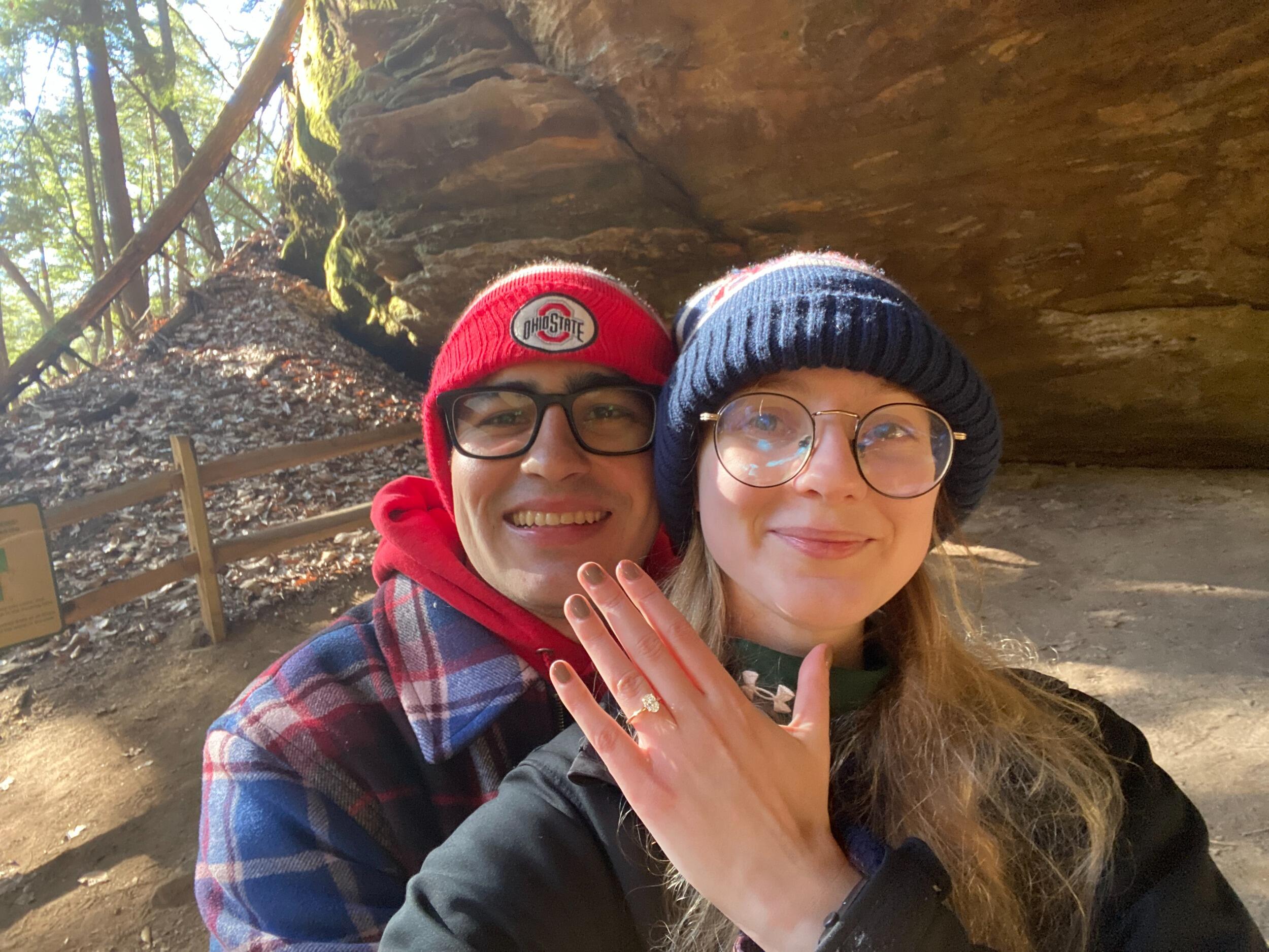 Andrew proposing to Elizabeth at Hocking Hills 