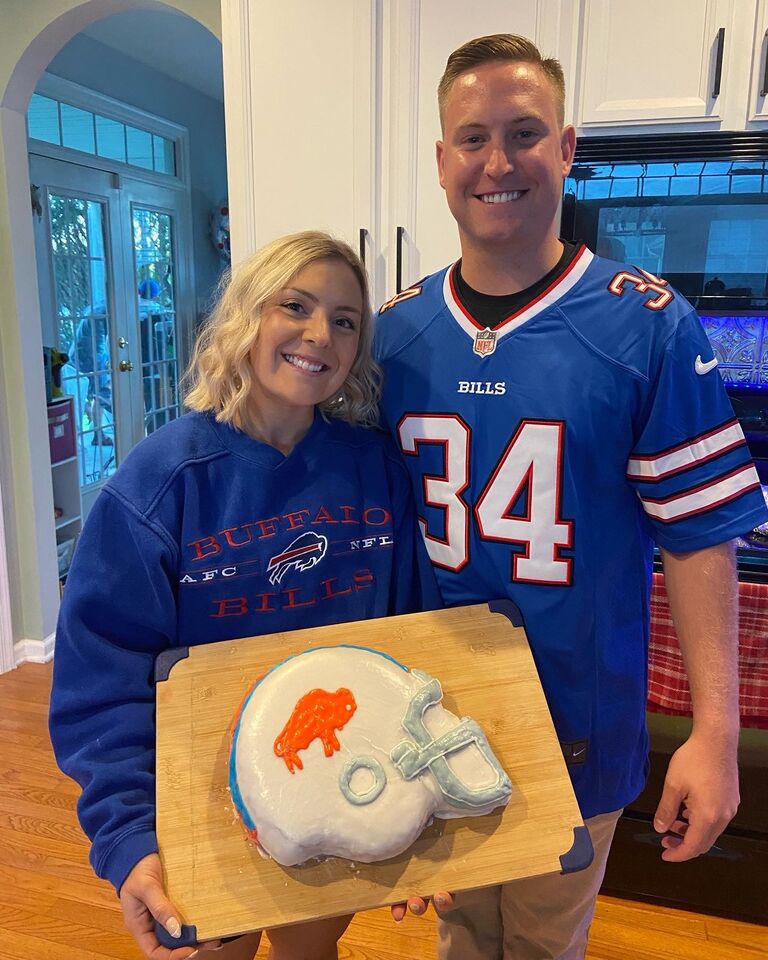 The start of the next Bills season at the Bakers! We were so excited to make this helmet cake after finding the cake mold at a yard sale over the summer. 