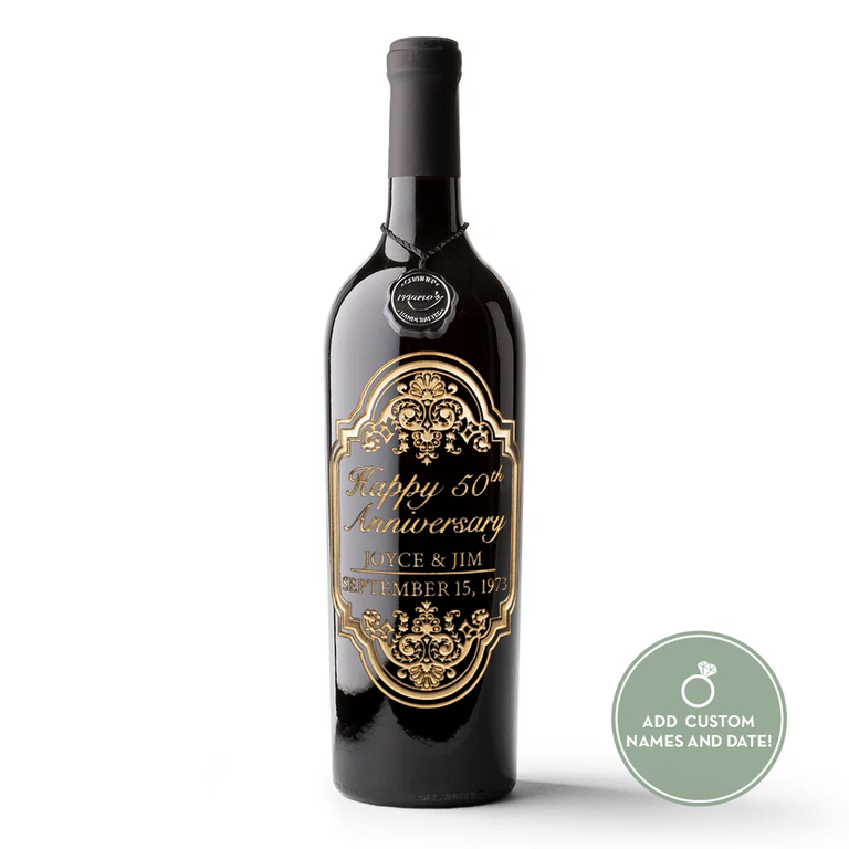 Mano's Wine etched wine bottle