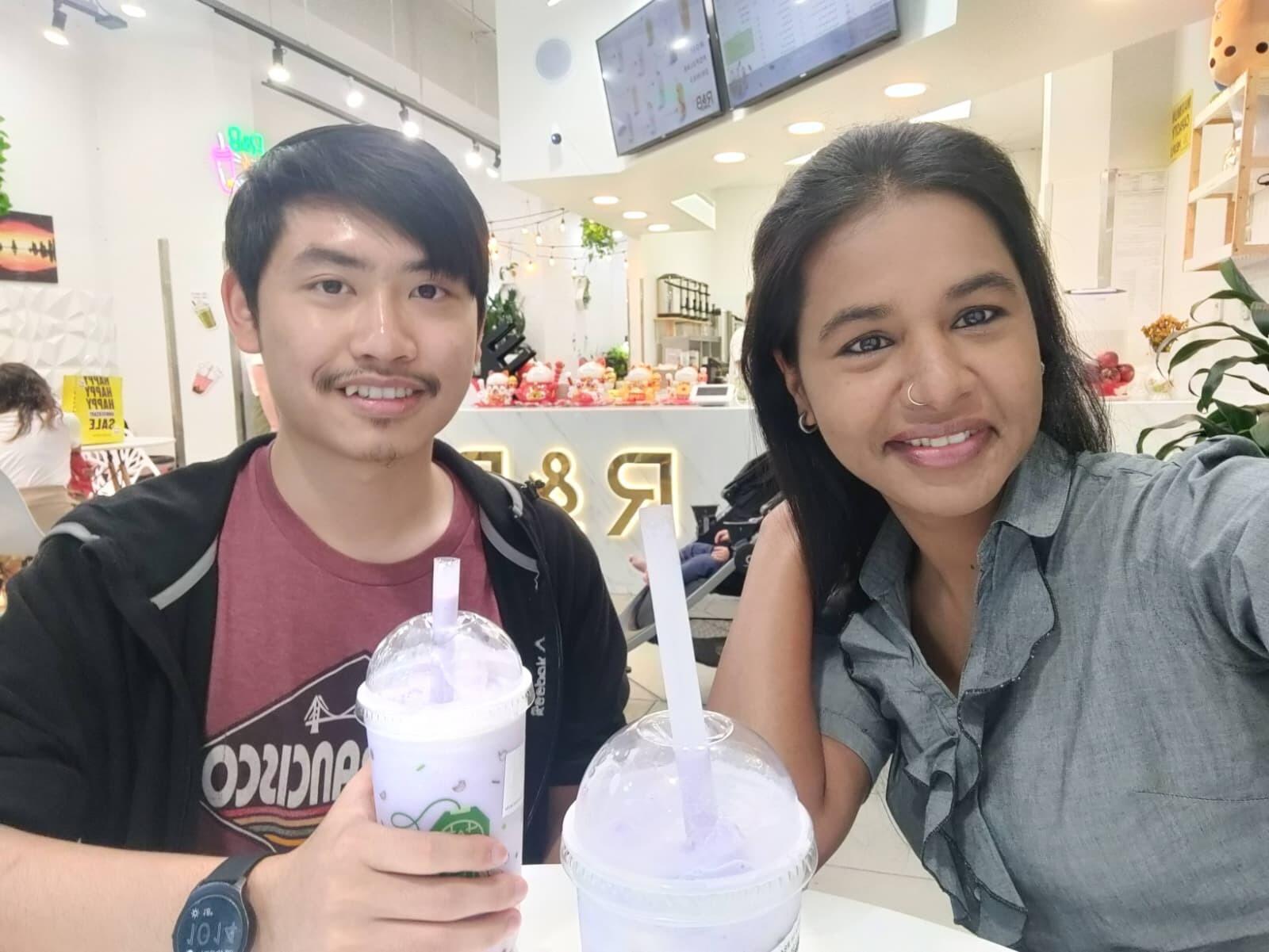 Our first date and the first time Maithili tried Boba.