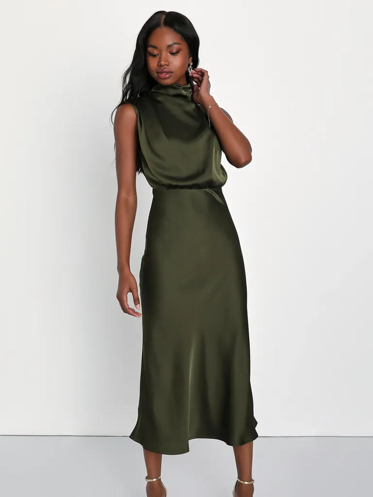 The Maya Ruched Cowl-Neck Dress: Faux Leather Edition
