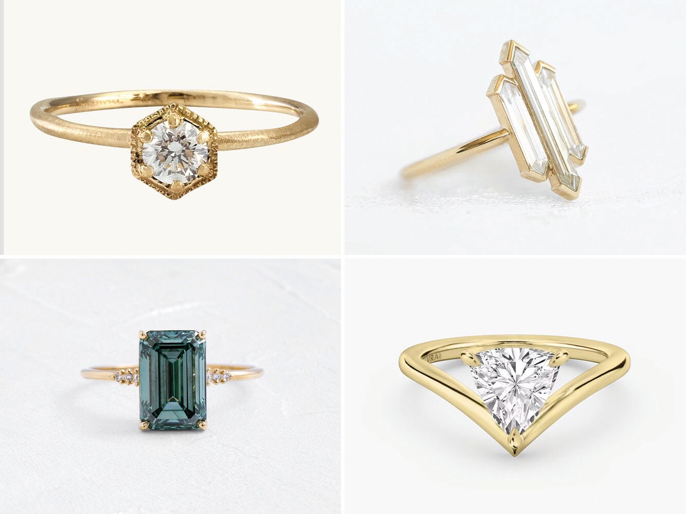Minimalist engagement rings collage
