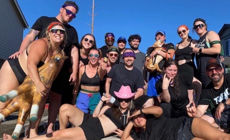 First official Beerlympics! A favorite event to host with games and giant slip 'n' slide bounce house. 