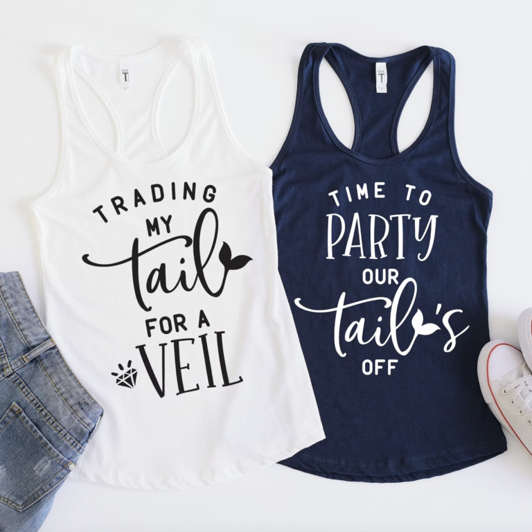 'Trading My Tail for a Veil' Mermaid Bachelorette Party Shirts