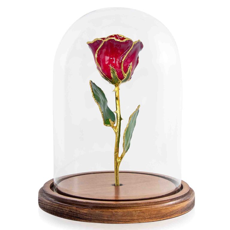 Fake rose sculpture in a jar