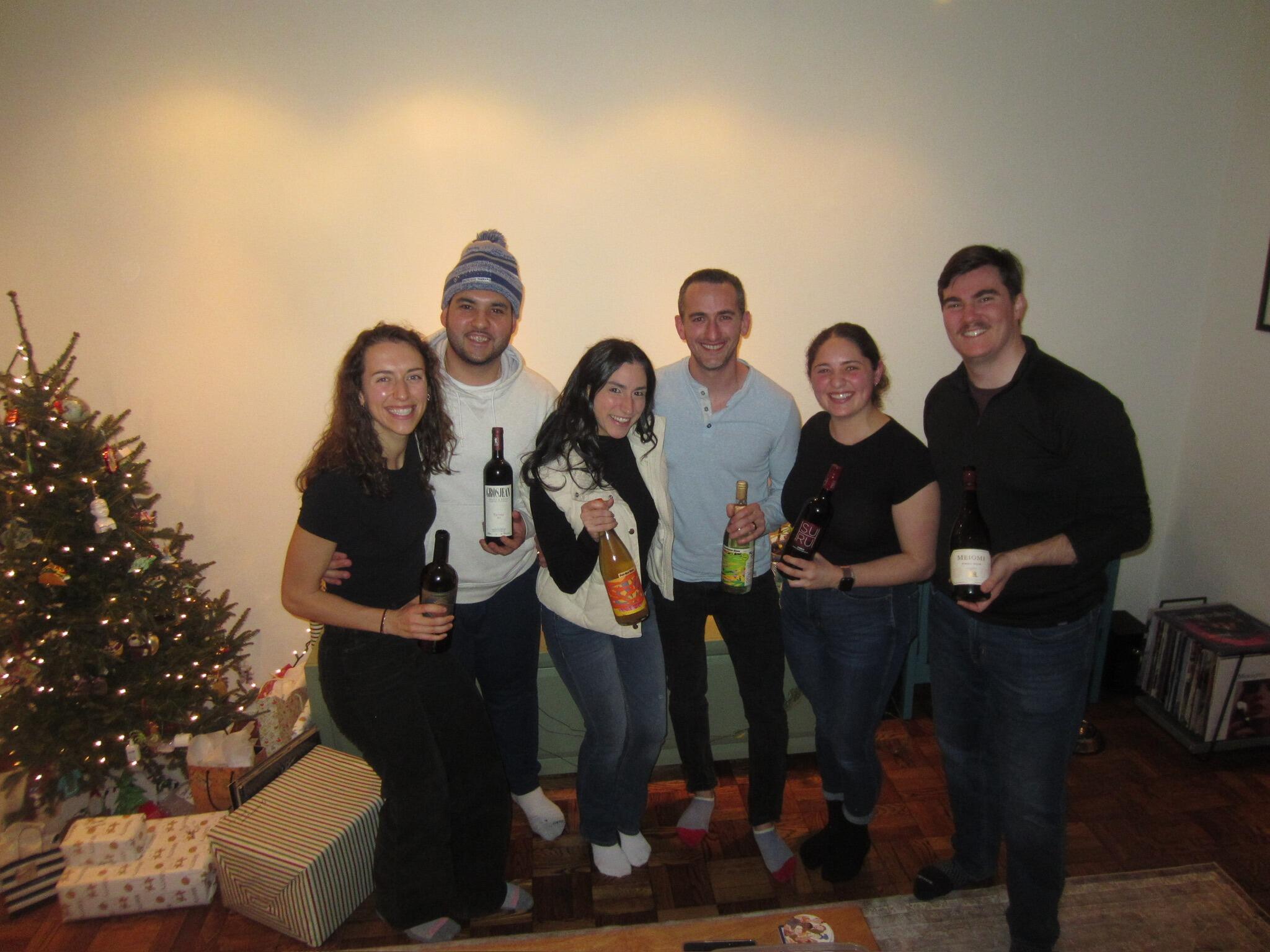 Wine exchange with Dan, Elana, Satchal, and Caroline