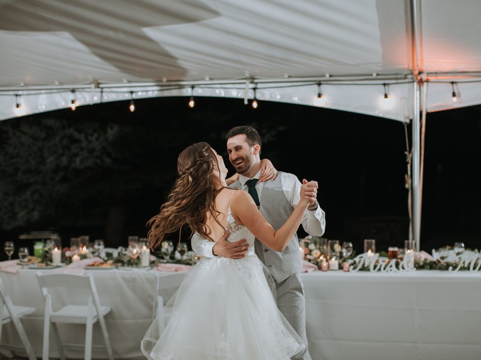 Couple dancing at their wedding reception
