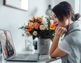 woman on long distance video call