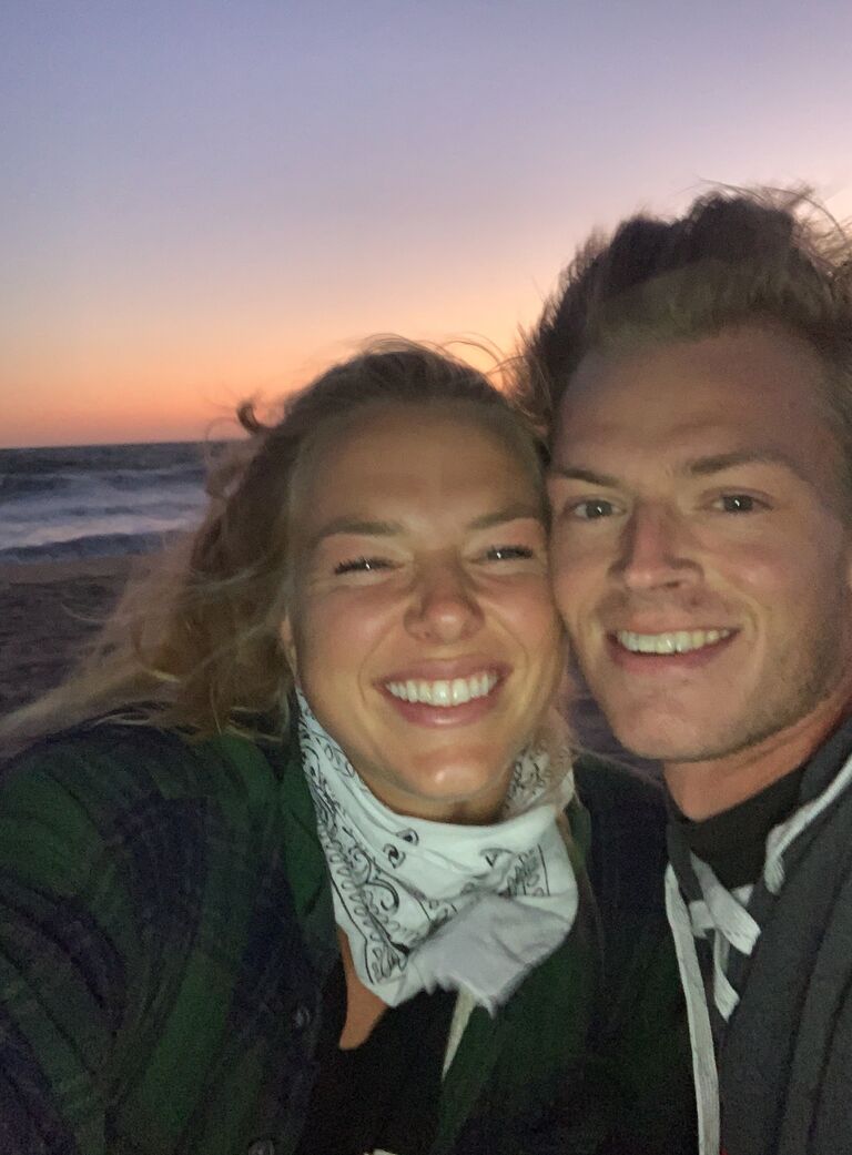 One-month anniversary! We celebrated with a picnic on the beach and had vegan tacos with pico de gallo. 