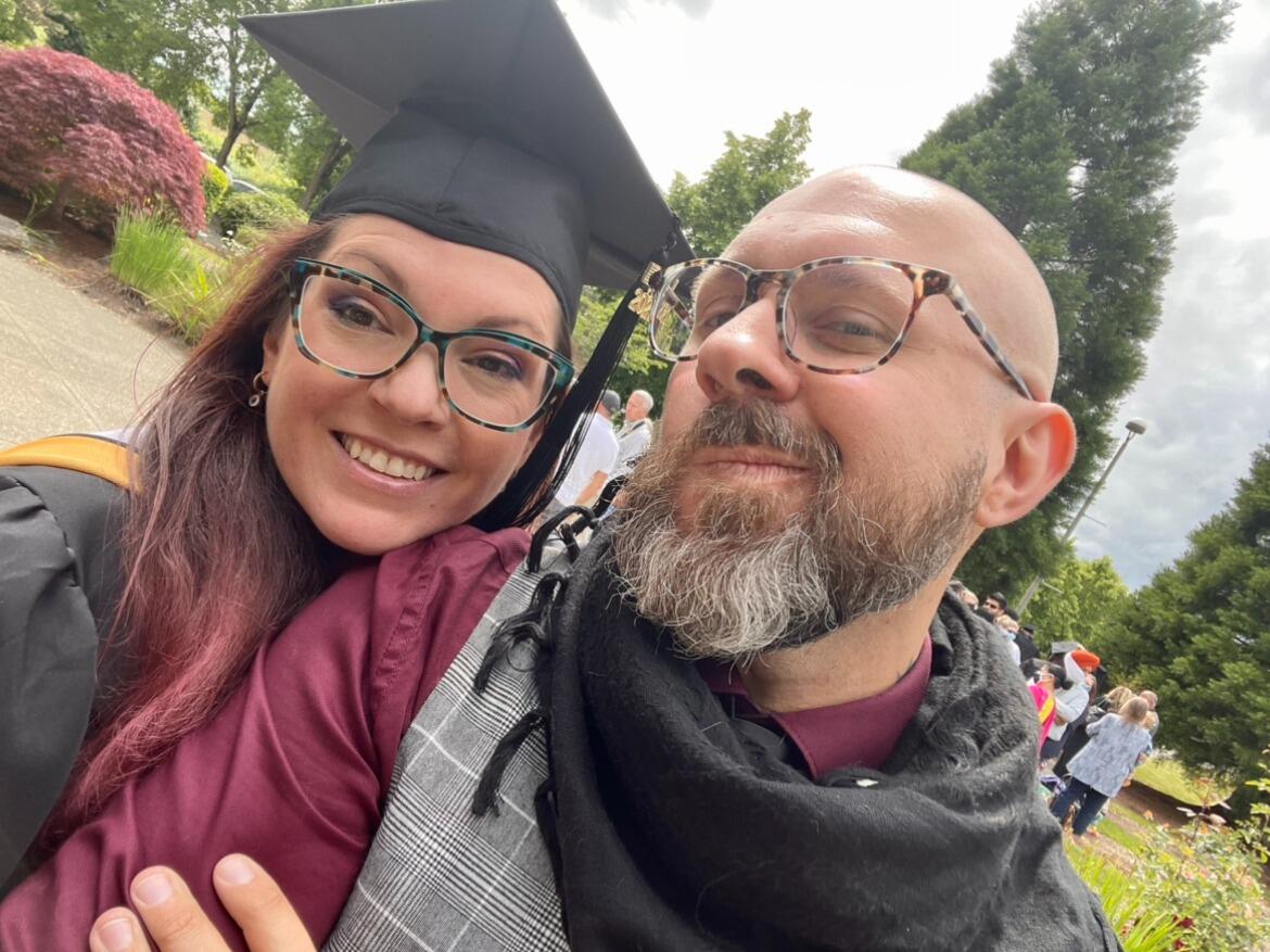 Angela graduated with her Masters of Arts in Clinical Mental Health Counseling- Tony's support was amazing through all of it.