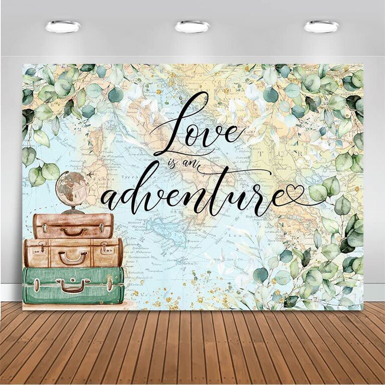 Love is an Adventure backdrop for your bridal shower