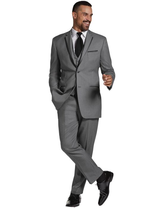 MEN S WEARHOUSE Joseph Abboud Dark Gray Satin Edged Notch Lapel Tux Wedding Tuxedo The Knot