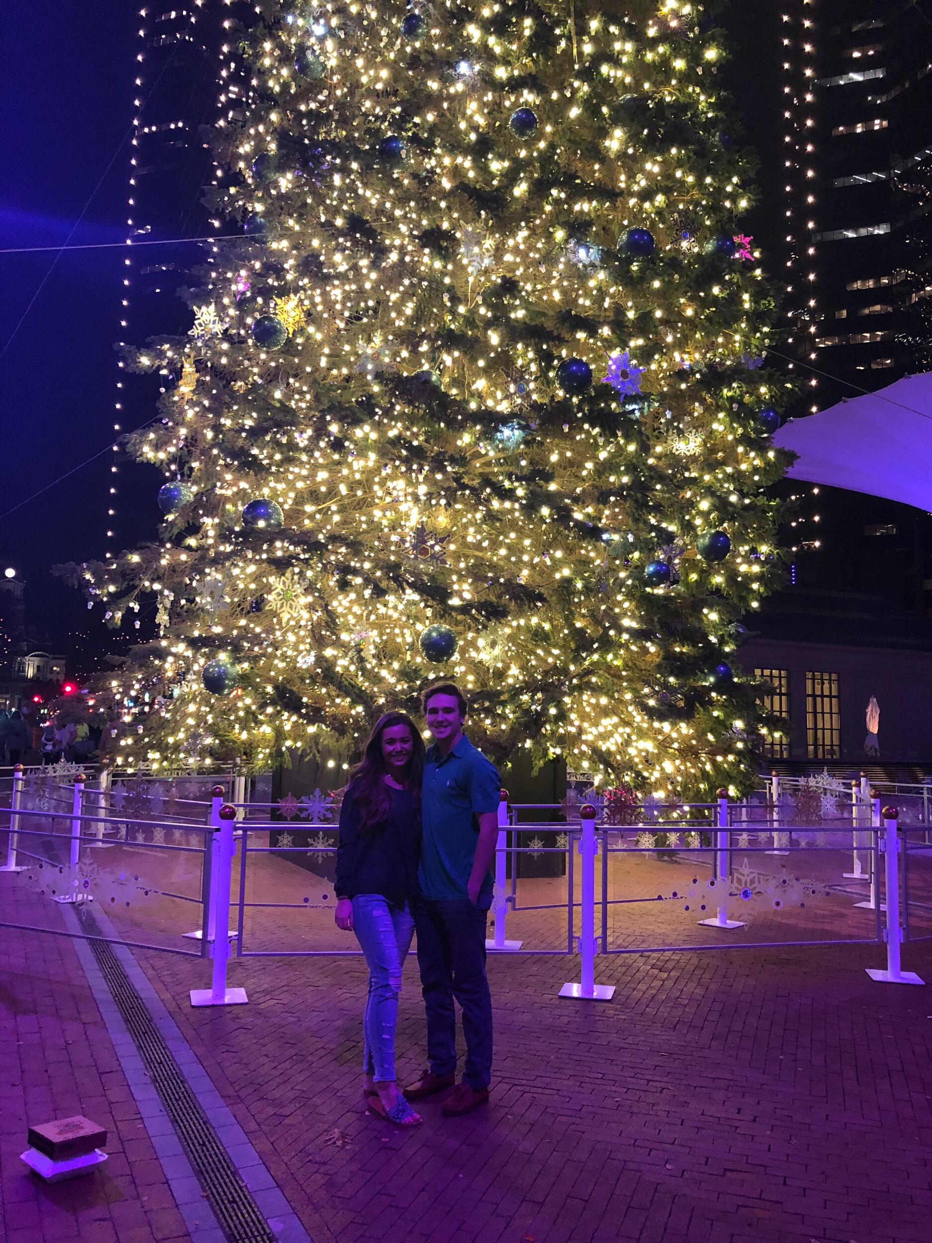 Spencer asked Lane to be his girlfriend on their first date together - pizza and christmas lights in downtown Fort Worth!