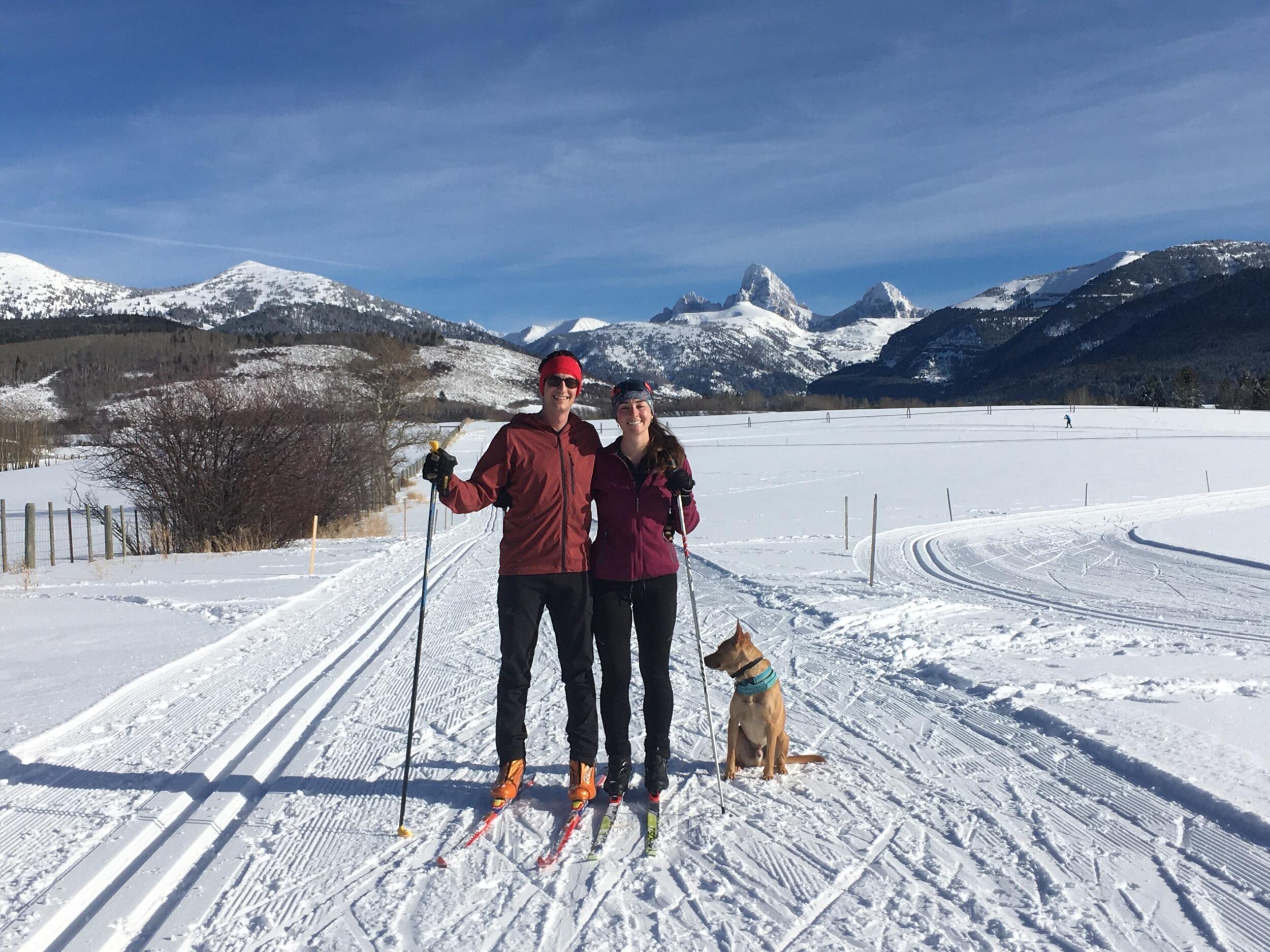 Same trip Sam tried skate skiing for the first time! David was busy tracking footprints into oblivion. Alta, WY Alta Track.
