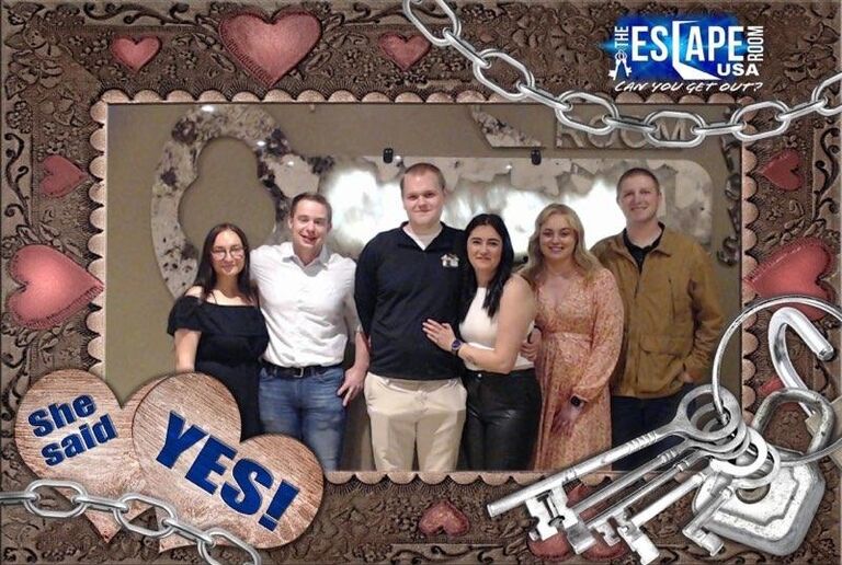 The completion of the escape room and proposal