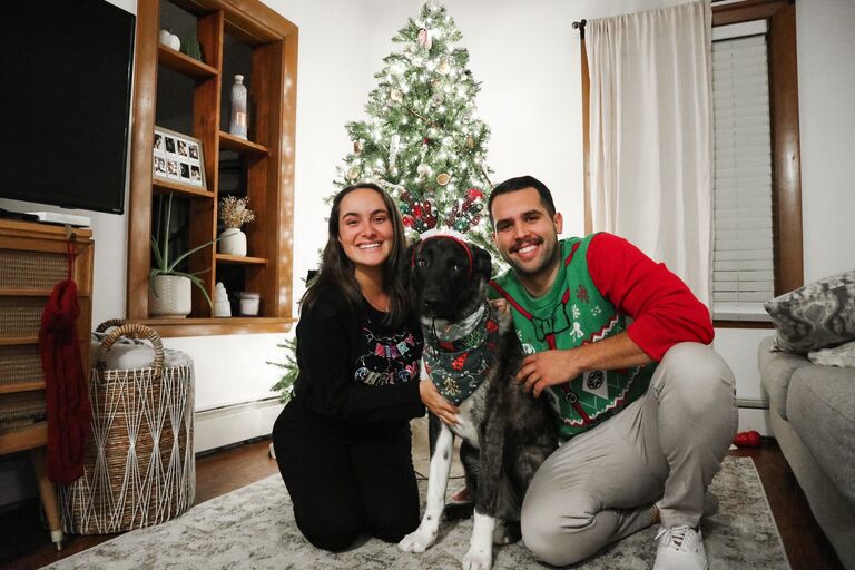 Our first Christmas card photo wth Zuko and in our new home