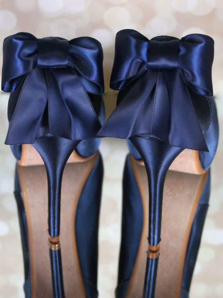 navy satin wedding shoes